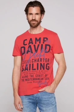 Herren CAMP DAVID & SOCCX T-Shirt Rundhals mit Yacht Print skipper red | S
