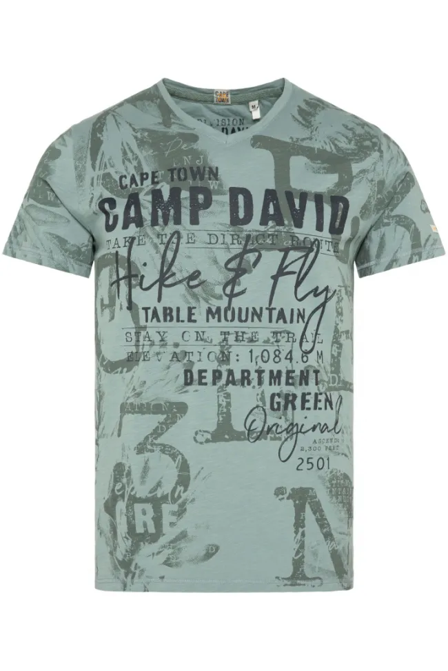 Herren CAMP DAVID & SOCCX T-Shirt V-Neck mit All Over Print