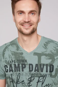 Herren CAMP DAVID & SOCCX T-Shirt V-Neck mit All Over Print