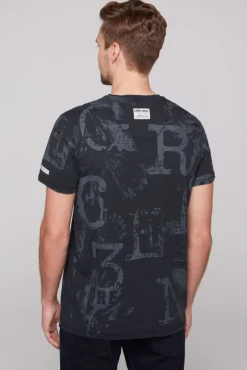 Herren CAMP DAVID & SOCCX T-Shirt V-Neck mit All Over Print blue navy