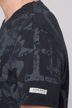Herren CAMP DAVID & SOCCX T-Shirt V-Neck mit All Over Print blue navy