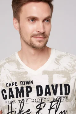 Herren CAMP DAVID & SOCCX T-Shirt V-Neck mit All Over Print