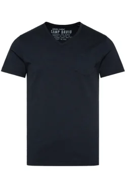 Herren CAMP DAVID & SOCCX T-Shirt V-Neck mit Brusttasche blue navy | S