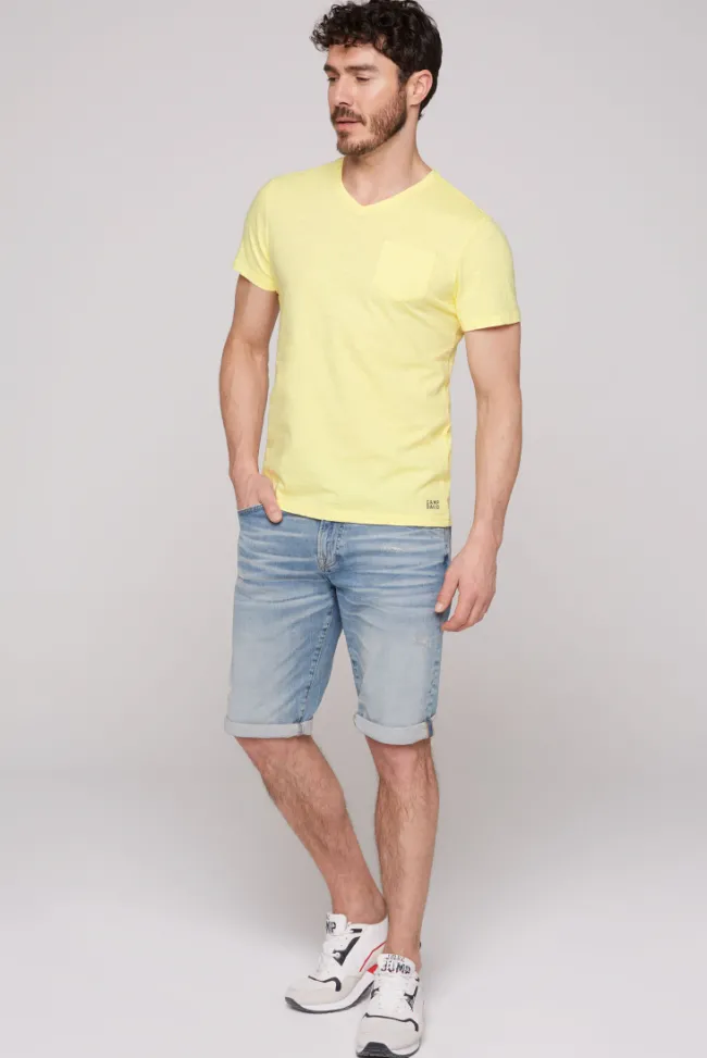 Herren CAMP DAVID & SOCCX T-Shirt V-Neck mit Brusttasche