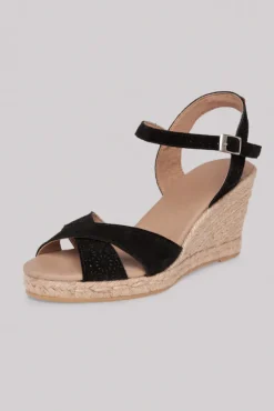 Damen CAMP DAVID & SOCCX Veloursleder-Espadrille mit Keilabsatz