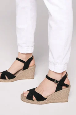 Damen CAMP DAVID & SOCCX Veloursleder-Espadrille mit Keilabsatz