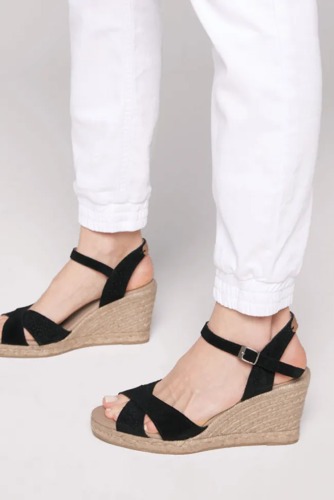 Damen CAMP DAVID & SOCCX Veloursleder-Espadrille mit Keilabsatz