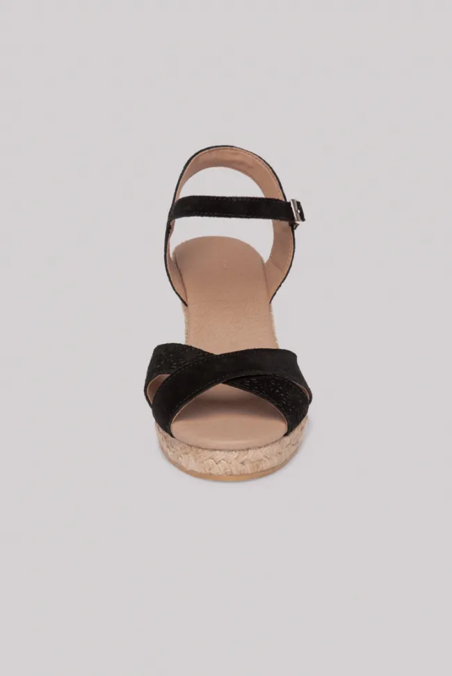 Damen CAMP DAVID & SOCCX Veloursleder-Espadrille mit Keilabsatz