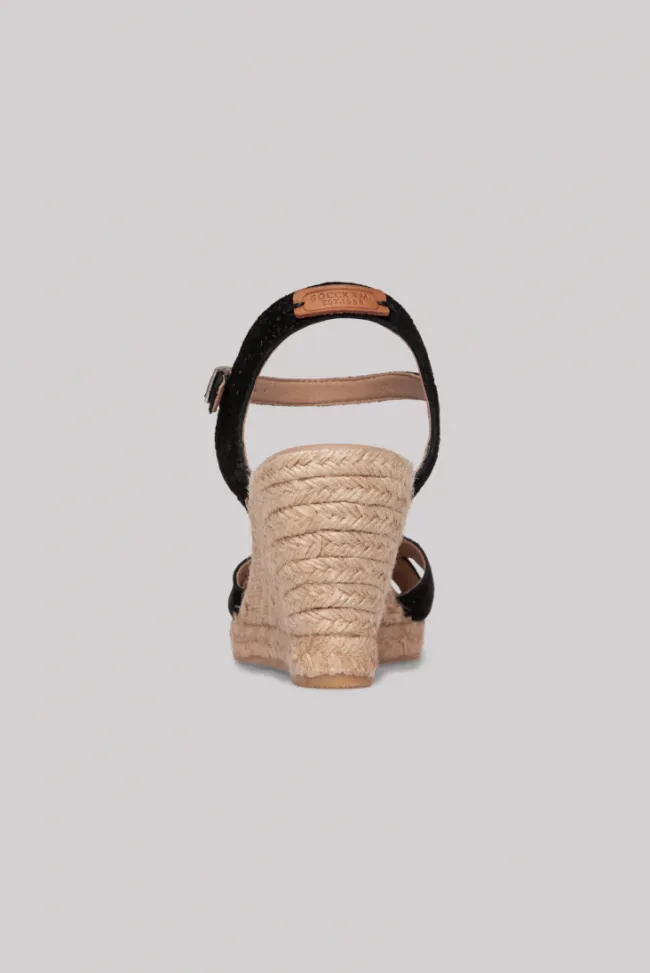 Damen CAMP DAVID & SOCCX Veloursleder-Espadrille mit Keilabsatz
