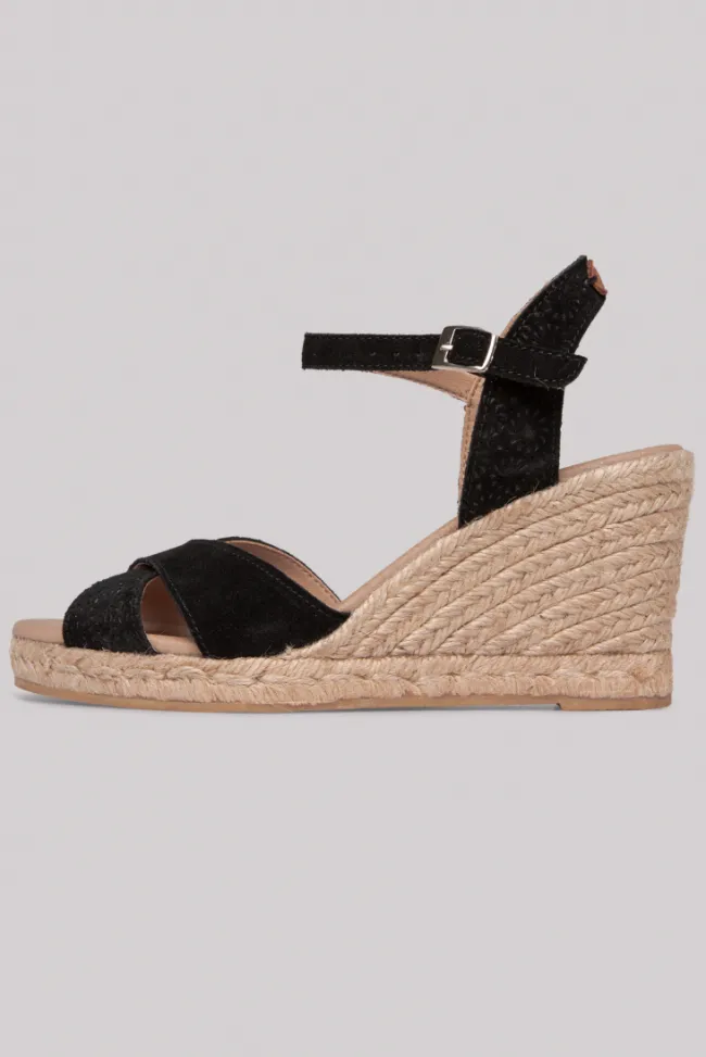 Damen CAMP DAVID & SOCCX Veloursleder-Espadrille mit Keilabsatz