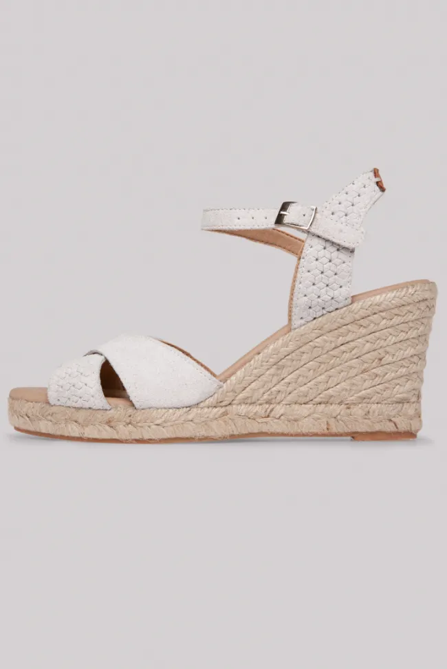 Damen CAMP DAVID & SOCCX Veloursleder-Espadrille mit Keilabsatz
