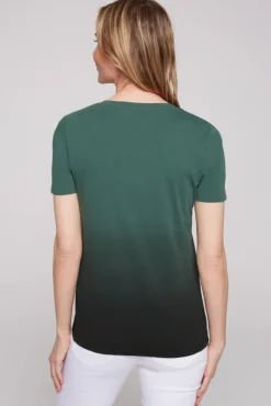 Damen CAMP DAVID & SOCCX V-Shirt Dip Dye mit Anker-Print dark green
