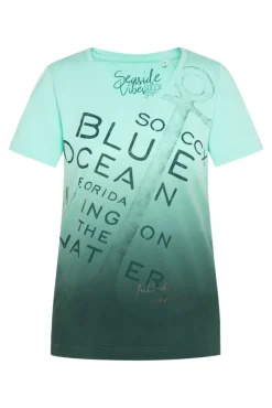 Damen CAMP DAVID & SOCCX V-Shirt Dip Dye mit Anker-Print flash aqua