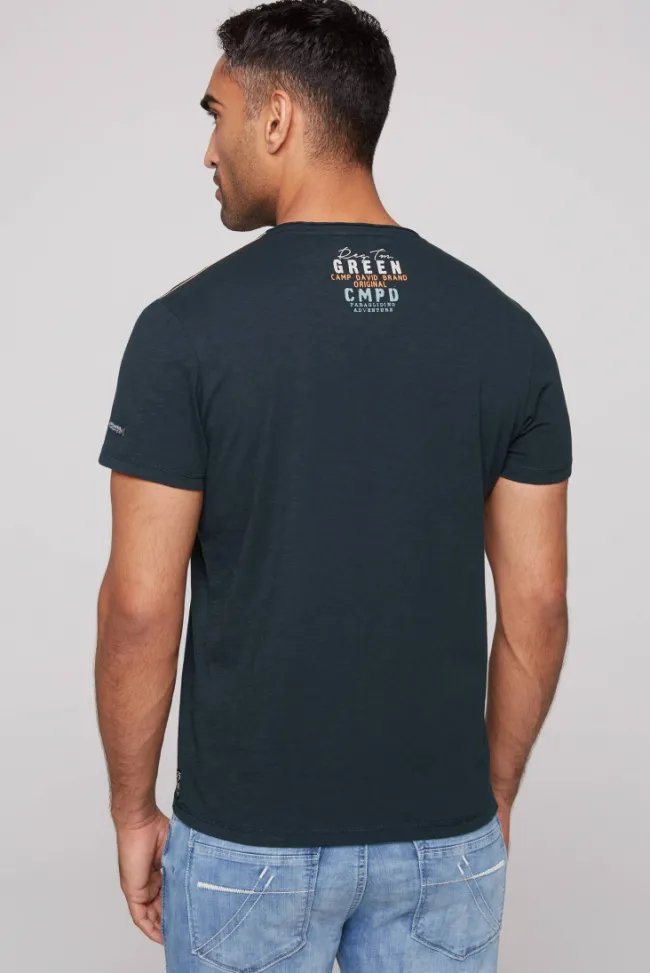 Herren CAMP DAVID & SOCCX V-Shirt mit Flockprint blue navy