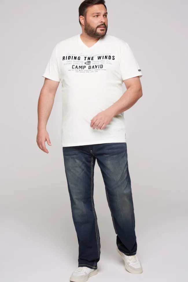 Herren CAMP DAVID & SOCCX V-Shirt mit Flockprint