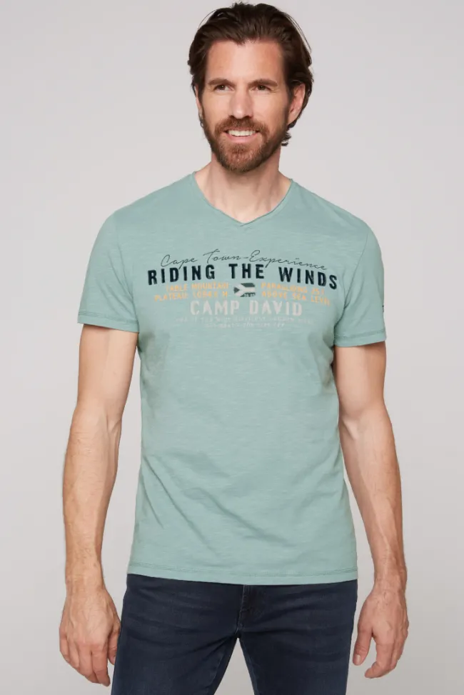 Herren CAMP DAVID & SOCCX V-Shirt mit Flockprint