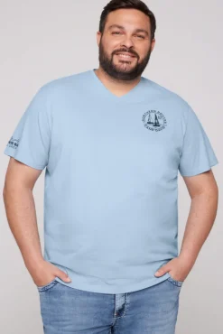 Herren CAMP DAVID & SOCCX V-Shirt mit kleinen Rubber Prints summer blue