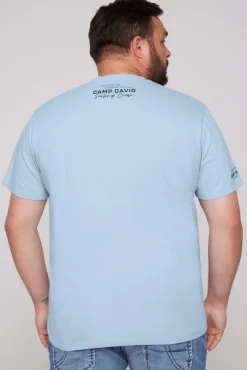 Herren CAMP DAVID & SOCCX V-Shirt mit kleinen Rubber Prints summer blue