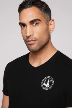 Herren CAMP DAVID & SOCCX V-Shirt mit kleinen Rubber Prints