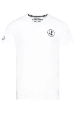 Herren CAMP DAVID & SOCCX V-Shirt mit kleinen Rubber Prints