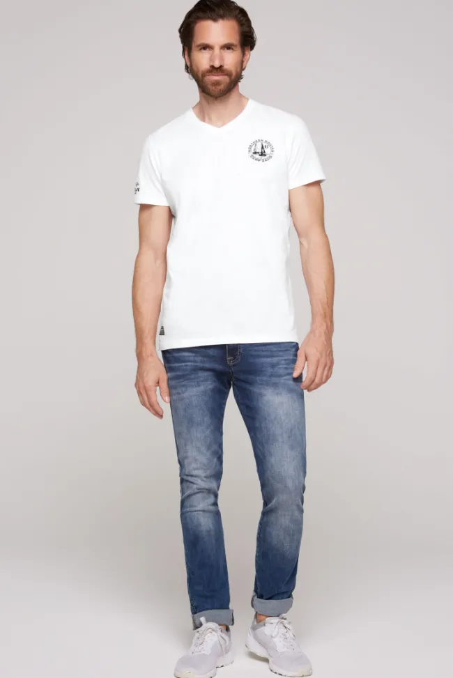 Herren CAMP DAVID & SOCCX V-Shirt mit kleinen Rubber Prints