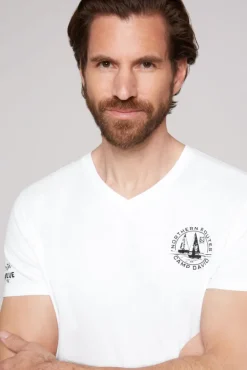 Herren CAMP DAVID & SOCCX V-Shirt mit kleinen Rubber Prints