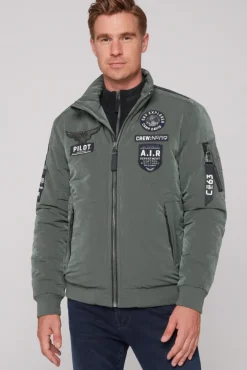 Herren CAMP DAVID & SOCCX Wattierter Fliegerblouson mit Patches khale green
