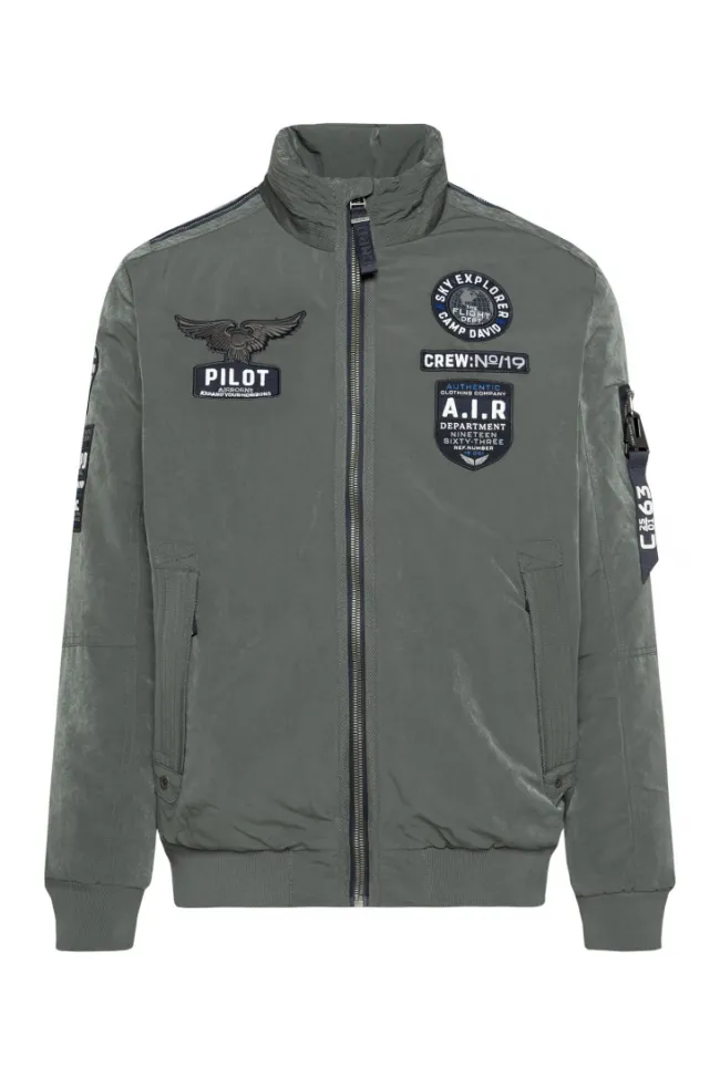 Herren CAMP DAVID & SOCCX Wattierter Fliegerblouson mit Patches khale green