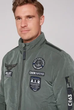 Herren CAMP DAVID & SOCCX Wattierter Fliegerblouson mit Patches khale green