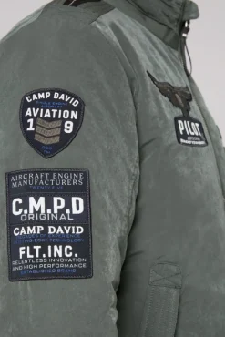 Herren CAMP DAVID & SOCCX Wattierter Fliegerblouson mit Patches khale green