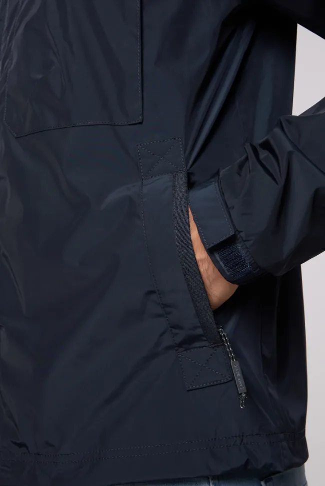 Herren CAMP DAVID & SOCCX Windbreaker-Jacke mit Kapuze und Rückenprint blue navy