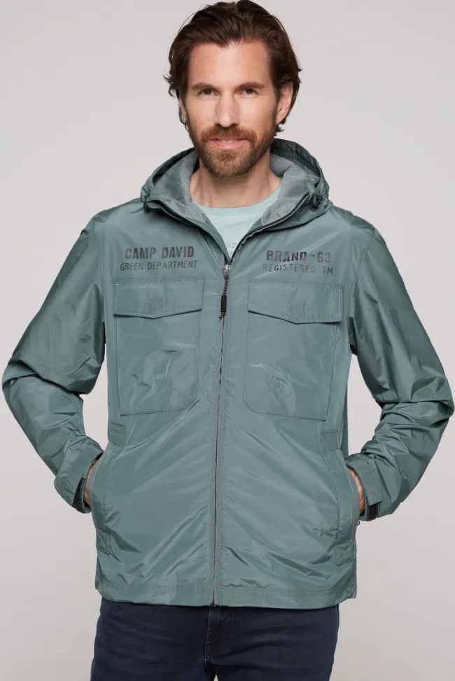 Herren CAMP DAVID & SOCCX Windbreaker-Jacke mit Kapuze und Rückenprint