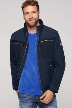 Herren CAMP DAVID & SOCCX Winterjacke im Biker-Design blue navy