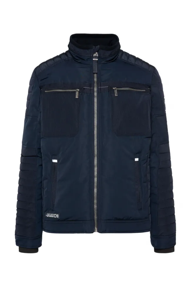Herren CAMP DAVID & SOCCX Winterjacke im Biker-Design blue navy