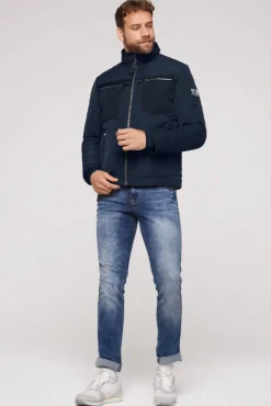 Herren CAMP DAVID & SOCCX Winterjacke im Biker-Design blue navy