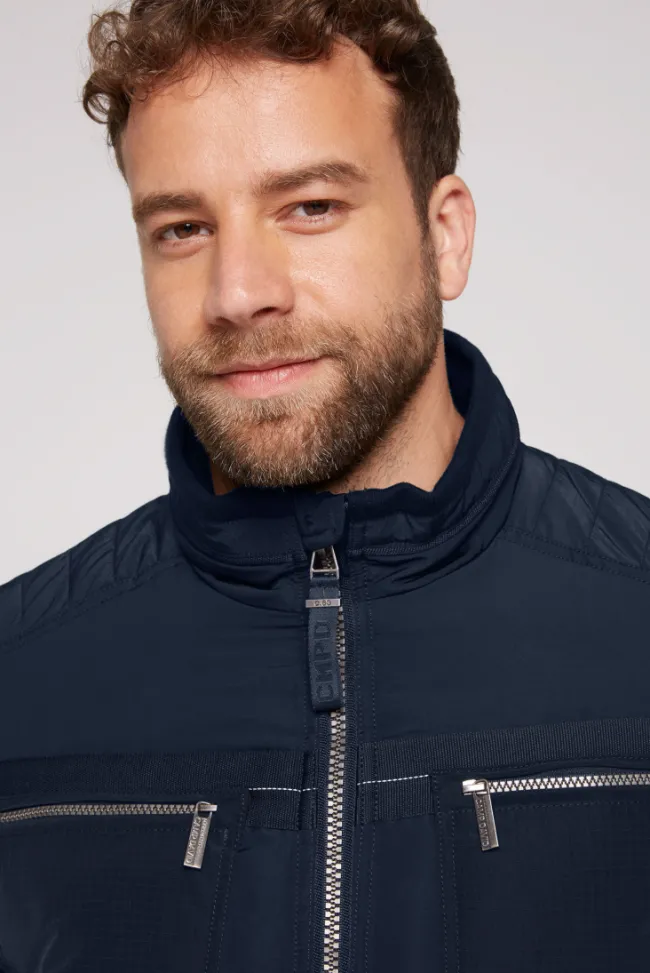 Herren CAMP DAVID & SOCCX Winterjacke im Biker-Design blue navy