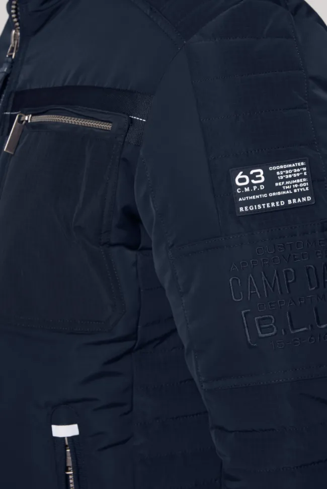 Herren CAMP DAVID & SOCCX Winterjacke im Biker-Design blue navy