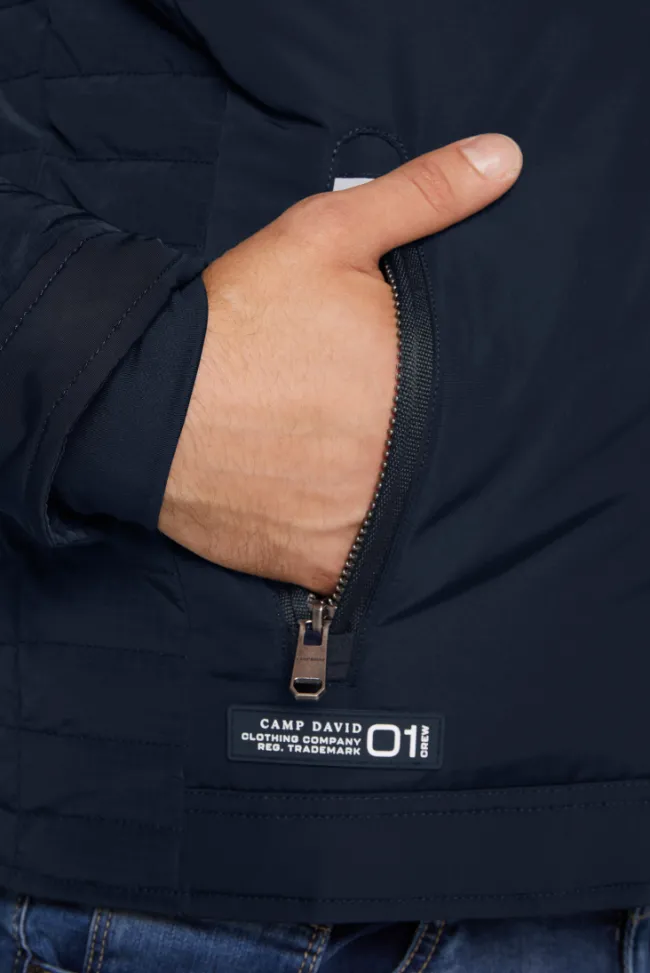 Herren CAMP DAVID & SOCCX Winterjacke im Biker-Design blue navy