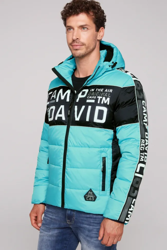 Herren CAMP DAVID & SOCCX Winterjacke mit Colour-Blocking und Logo-Design new aqua