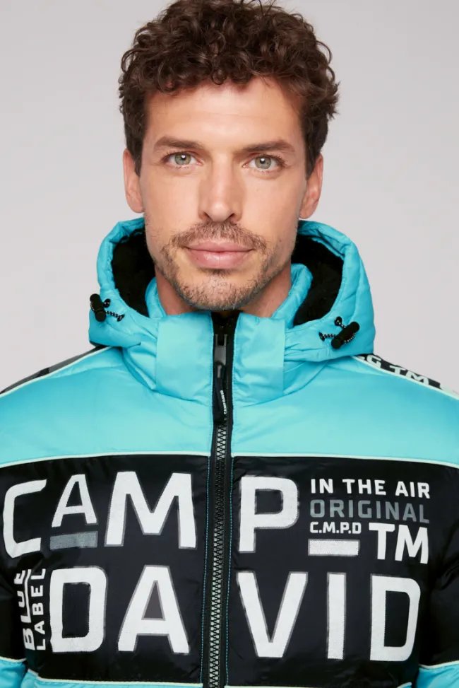 Herren CAMP DAVID & SOCCX Winterjacke mit Colour-Blocking und Logo-Design new aqua