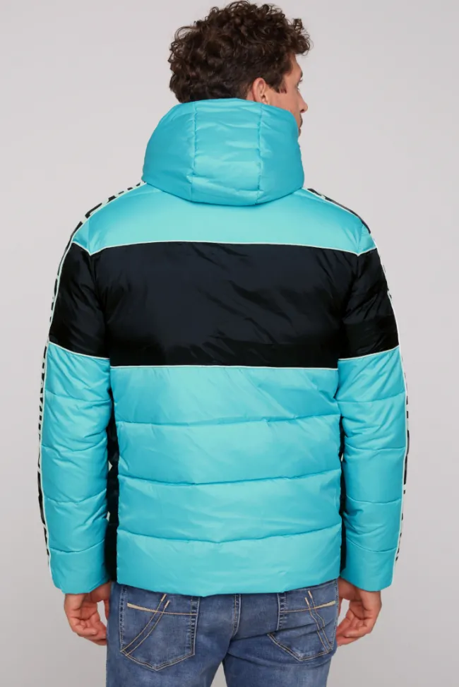 Herren CAMP DAVID & SOCCX Winterjacke mit Colour-Blocking und Logo-Design new aqua