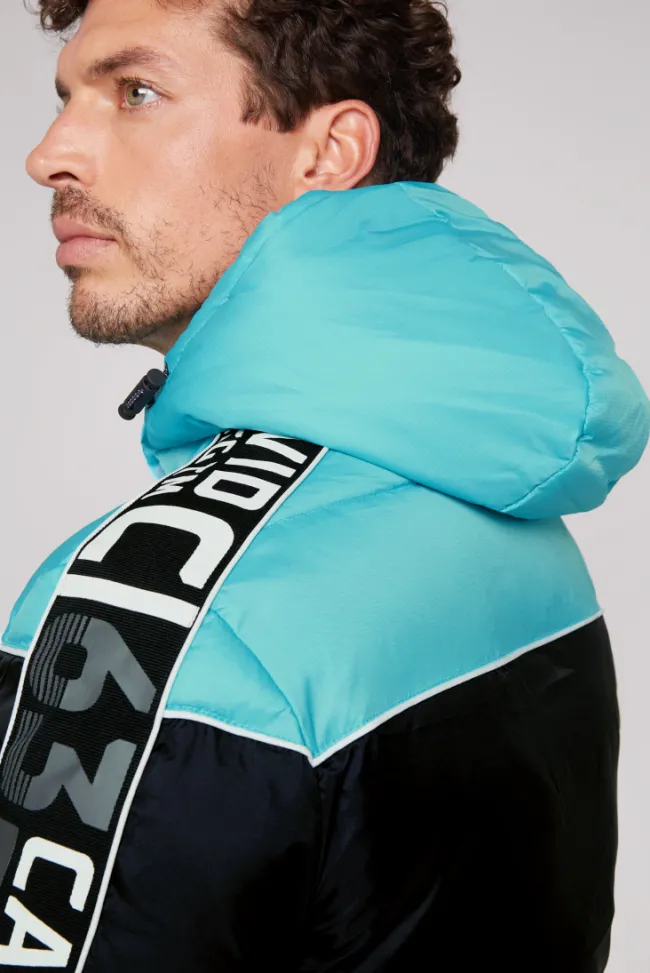 Herren CAMP DAVID & SOCCX Winterjacke mit Colour-Blocking und Logo-Design new aqua