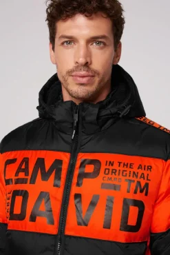 Herren CAMP DAVID & SOCCX Winterjacke mit Colour-Blocking und Logo-Design