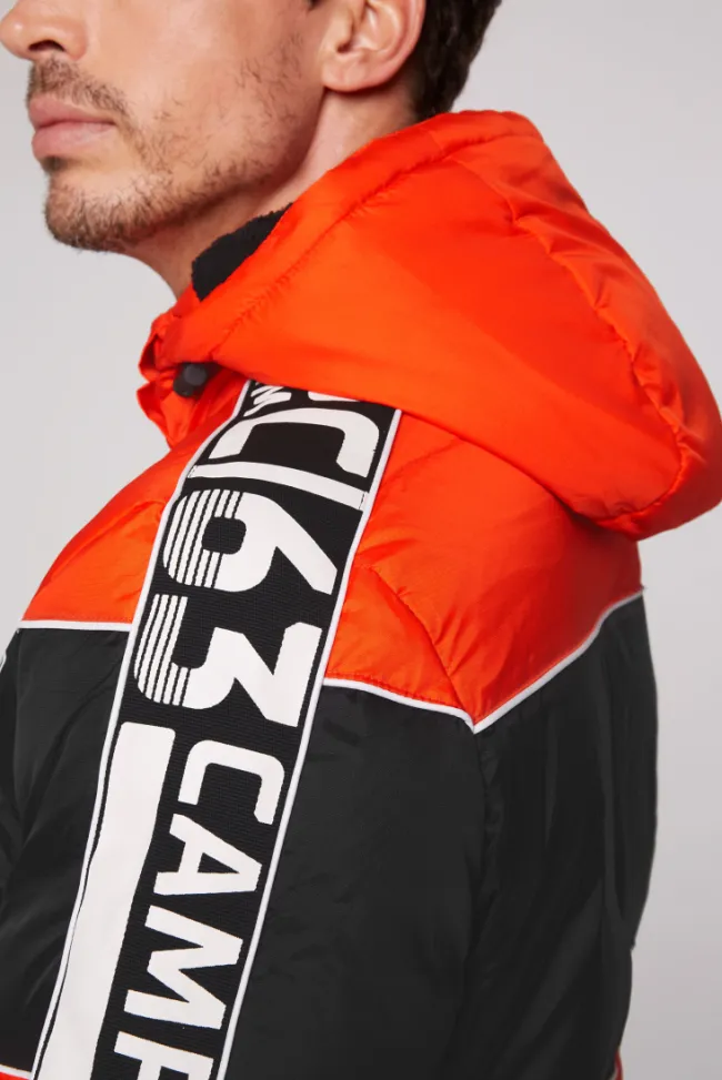 Herren CAMP DAVID & SOCCX Winterjacke mit Colour-Blocking und Logo-Design signal orange