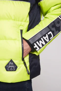 Herren CAMP DAVID & SOCCX Winterjacke mit Colour-Blocking und Logo-Design neon kiwi