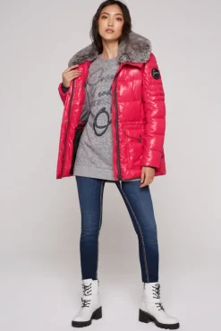 Damen CAMP DAVID & SOCCX Winterjacke mit hohem Kragen und Steppmuster red glow