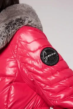 Damen CAMP DAVID & SOCCX Winterjacke mit hohem Kragen und Steppmuster red glow