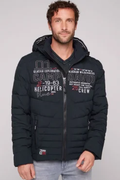 Herren CAMP DAVID & SOCCX Winterjacke mit Kapuze im Ski-Design blue navy