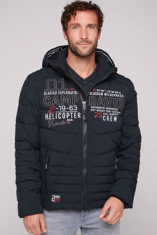 Herren CAMP DAVID & SOCCX Winterjacke mit Kapuze im Ski-Design blue navy