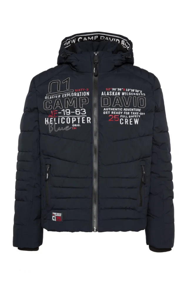 Herren CAMP DAVID & SOCCX Winterjacke mit Kapuze im Ski-Design blue navy